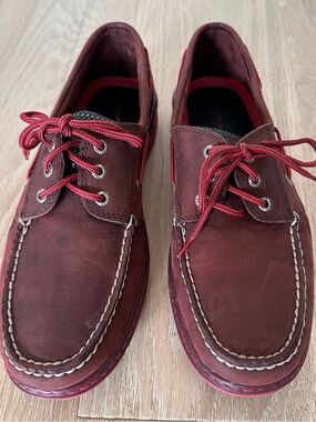 Sperry Men's Deep Red/Burgundy Leather Boat Shoes